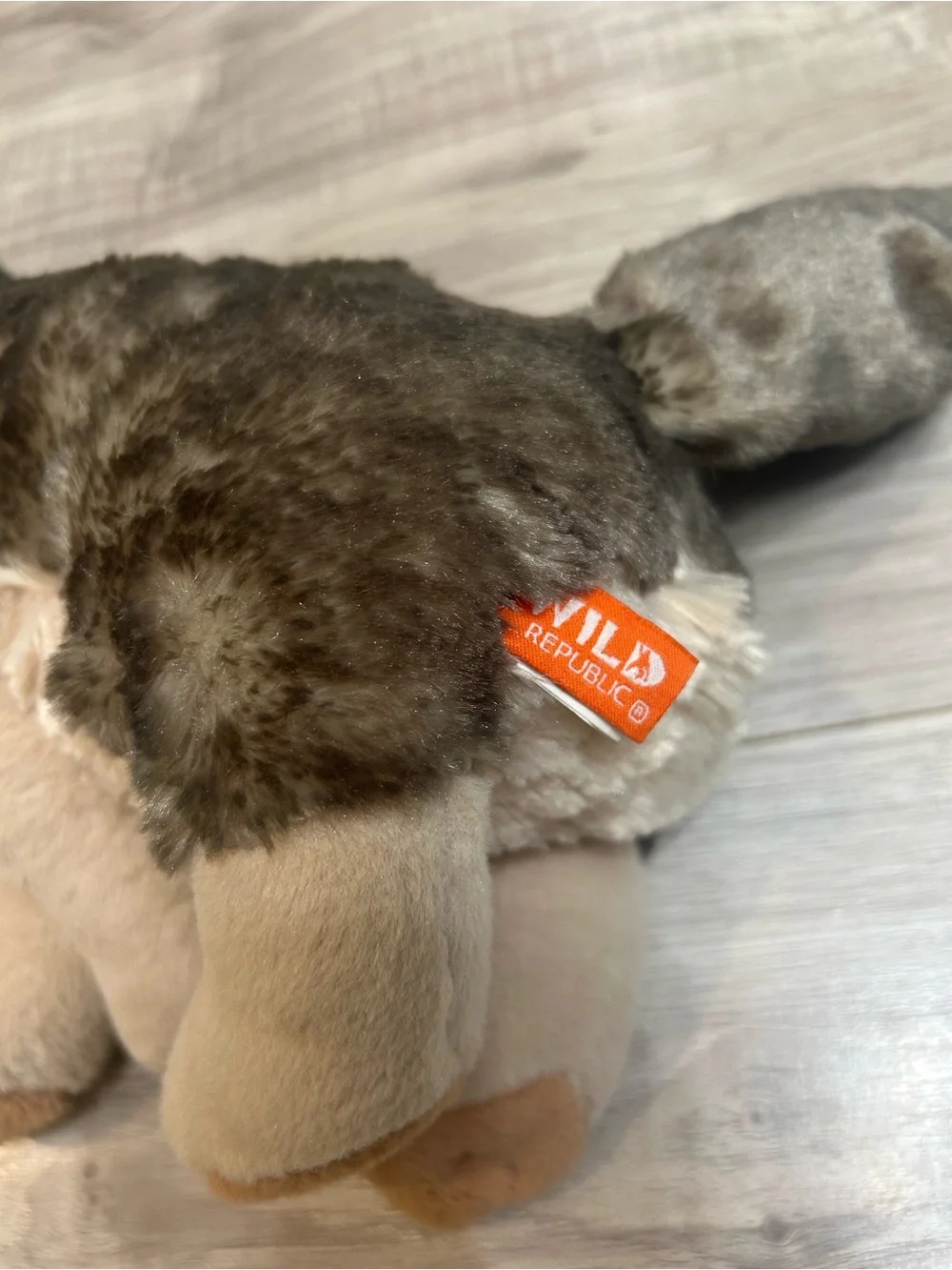Plush Gray and Tan Wolf Dog Toy - Soft Cuddly Pet Playmate